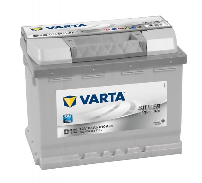 Акумулятор Varta Silver Dynamic/SLI 63Ah Ев (-/+) (610EN) D15